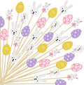 100 Pcs Easter Cocktail Picks, 4.7 Inch Rabbit Bunny and Eggs Toothpicks by KIGEAPUEL