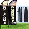 Buryeah 2 Sets Welcome Feather Flag Sign Kit 8 ft Welcome Banners Swooper Flag by Buryeah