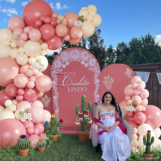 CROSSFINGERS Dusty Pink Balloon Arch Kit, Mexican Fiesta Party Decorations | - Image 5