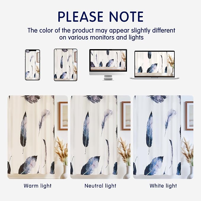 SUBRTEX Boho Leaf Printed Curtains 84 inch Long 2 Panels, Room Darkening - Image 7