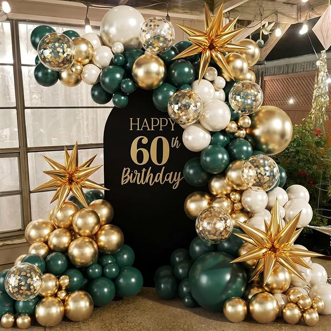 Emerald Green Gold Balloons Arch Kit - Image 2