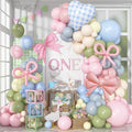 Goose Balloon Arch Kit Pastel Pink Blue Sage Green Balloons Garland Bow Gingham by Domgoge