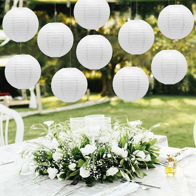 White Chinese Paper Lanterns Japanese Round Shape Hanging Ceiling - Image 5
