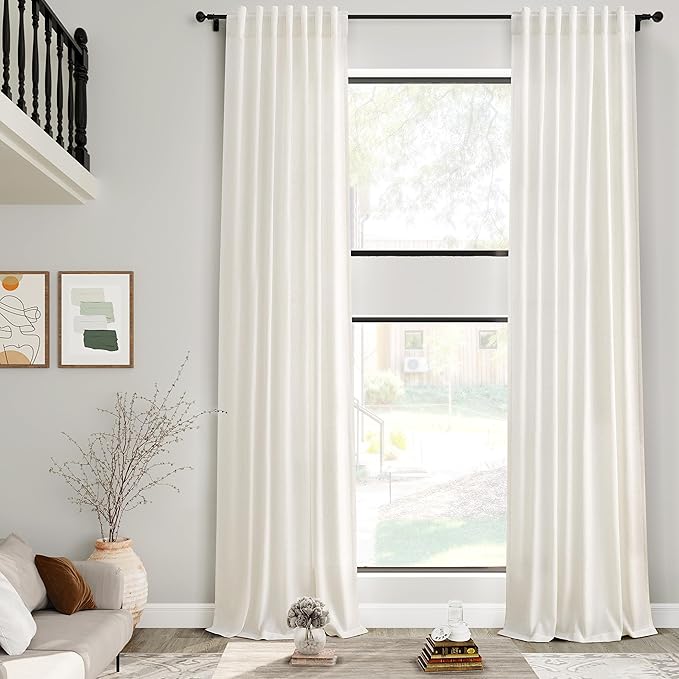 Cream Linen Curtains 216 Inches Long by Nanspring