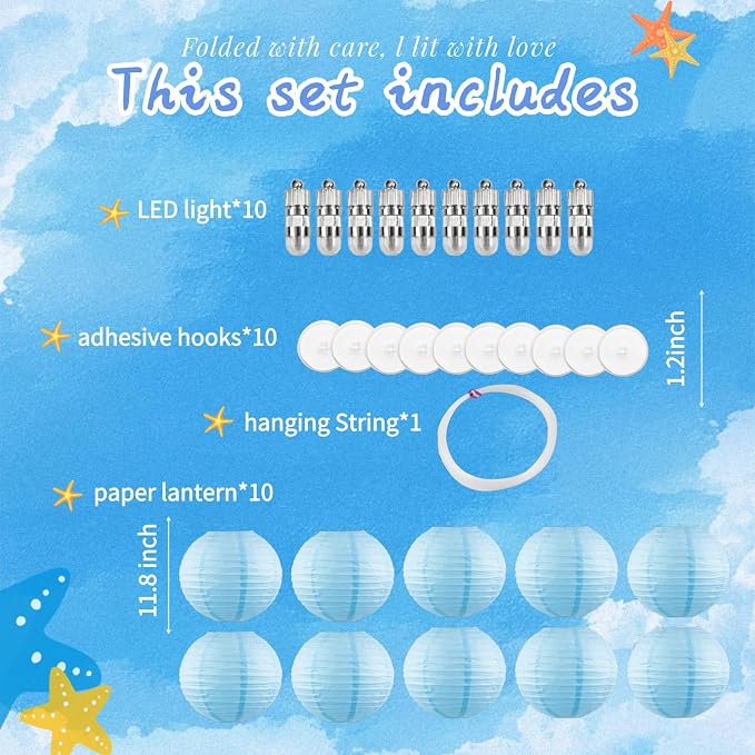 Light Blue Chinese Paper Lanterns - Image 3