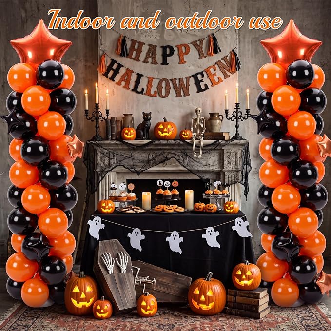 Gejoy 110 Pcs Orange Black Balloons Column Stand Kit Adjustable Tower Stand - Image 5