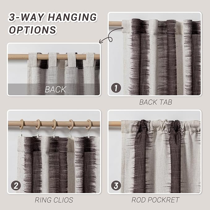 MYSKY HOME Bedroom Curtains Linen Textured Semi Sheer Curtains 63 Inch Length - Image 3
