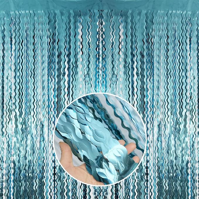 GOER 3.2 ft x 6.5 ft Metallic Tinsel Foil Fringe Curtains Party Photo Backdrop - Image 7