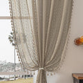 WAZZIO Boho Lace Curtains 84 Inches 2 Panel, Light Filtering Privacy Tassel & by WAZZIO