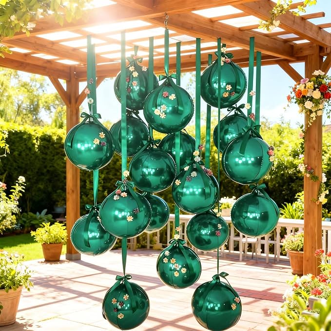 14 Pcs Green Round Foil Balloons 22/15/10 Hunter Emerald Forest Green Metallic - Image 4