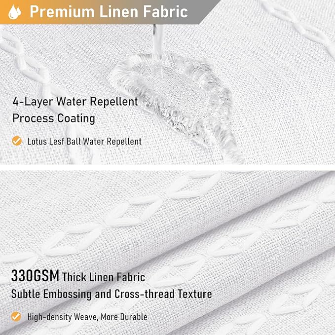 72 x 80 Boho Famrhouse Linen Heavy Duty Cloth Shower Curtain, 330GSM Linen Blend - Image 4