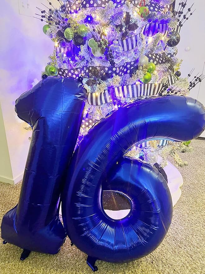 6 Balloon Numbers Party Decorations, 40In Dark Blue Balloons - Image 4