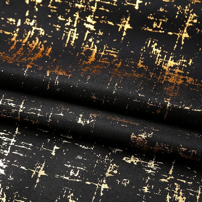 Taisier Home Gold Foil Print Linen Textured Curtains Geometric Dots Pattern - Image 5
