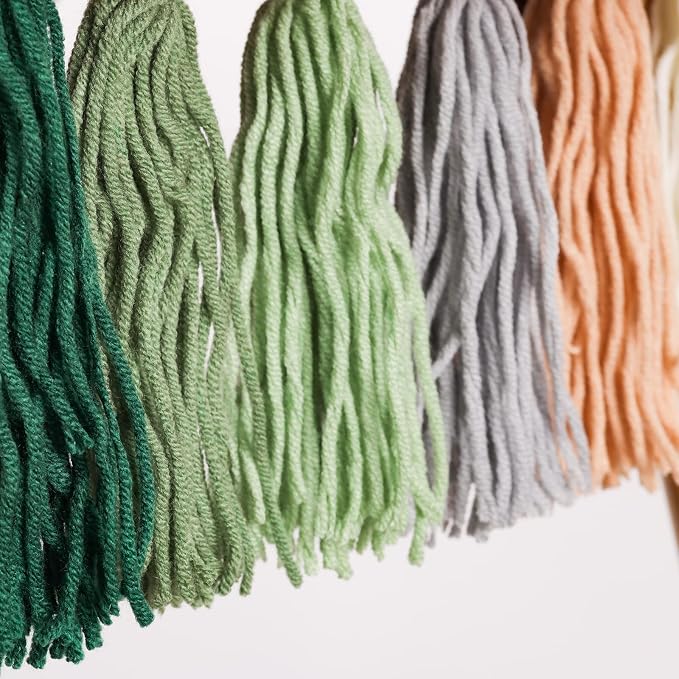 Green Tassel Garland with Wood Bead Jungle Leaves Garland Banner - Image 6