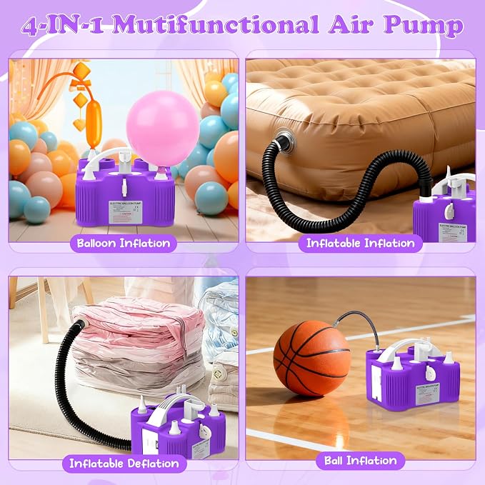 Electric Balloon Pump 4-in-1 Air Pump Portable Electric Balloon Blower Machine - Image 4