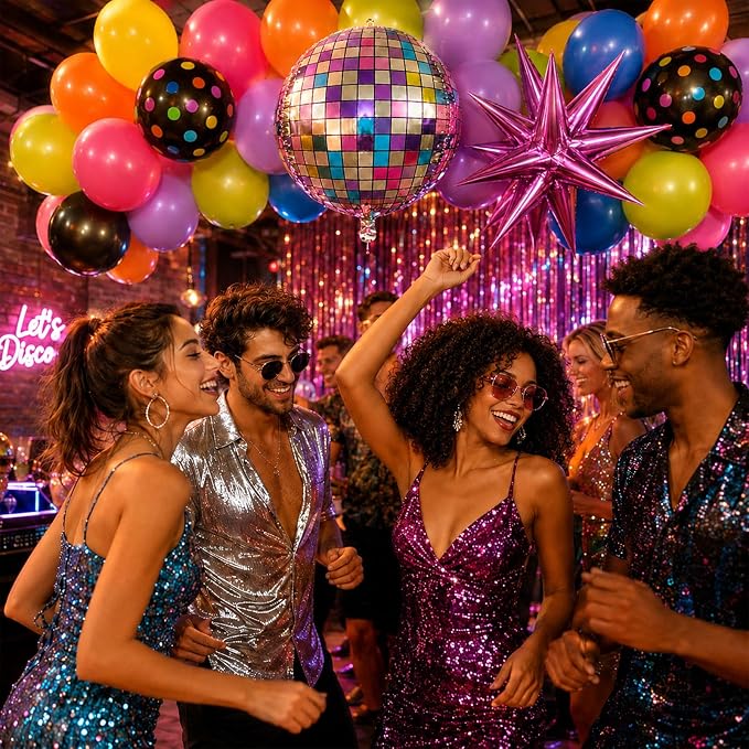 Neon Balloons, 12Inch Disco Rainbow Balloons, Hot Pink Blue Green Orange Purple - Image 7