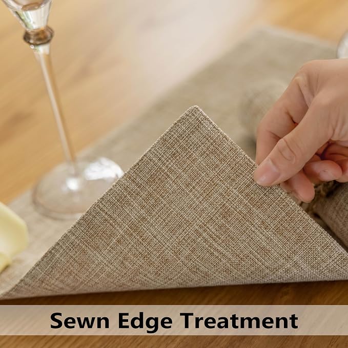 Demetex Burlap Placemats Set of 4 Heat Resistant Decorative Cloth Place Mats - Image 2