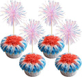 Gyufise 30Pcs Foil Firework Cupcake Toppers Sparkle Tinsel Cake Toppers Tinsel by Gyufise