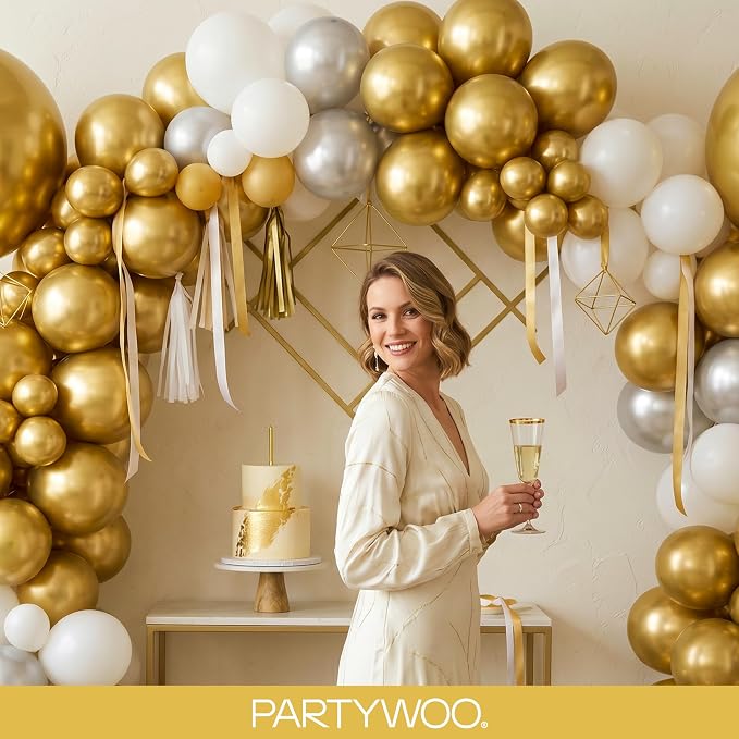 PartyWoo Gold Balloons 92pcs Different Sizes of 18 12 10 5 Inch Gold Balloon - Image 8