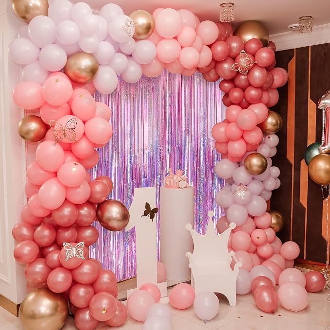 5 Pack 3.3 x 9.9 ft Holographic Pink Tinsel Streamers Party Decorations | Foil - Image 4