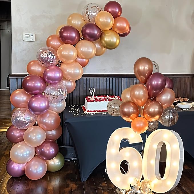 Balloons Burgundy Rose Gold, 60 Packs 12 Inches Wine Red Champagne Latex - Image 4