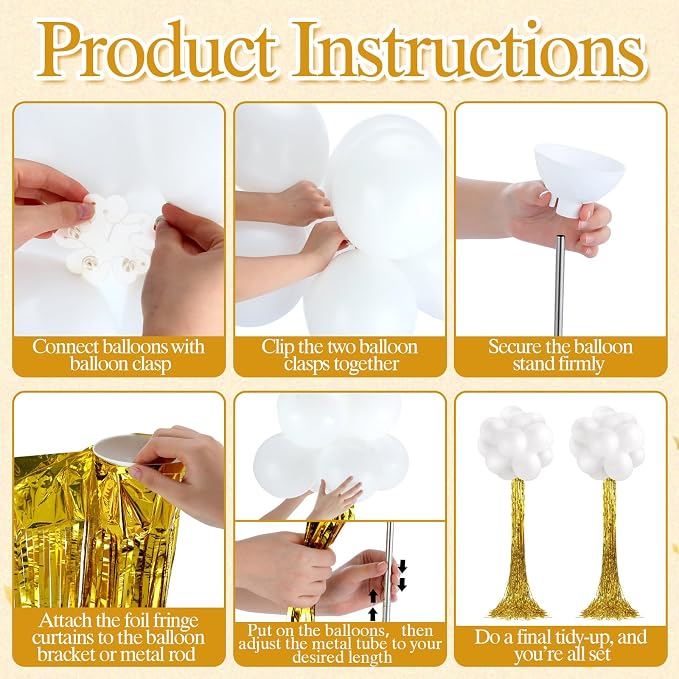 Gejoy 2 Set White and Gold Graduation Decorations Graduation Balloon Column - Image 3