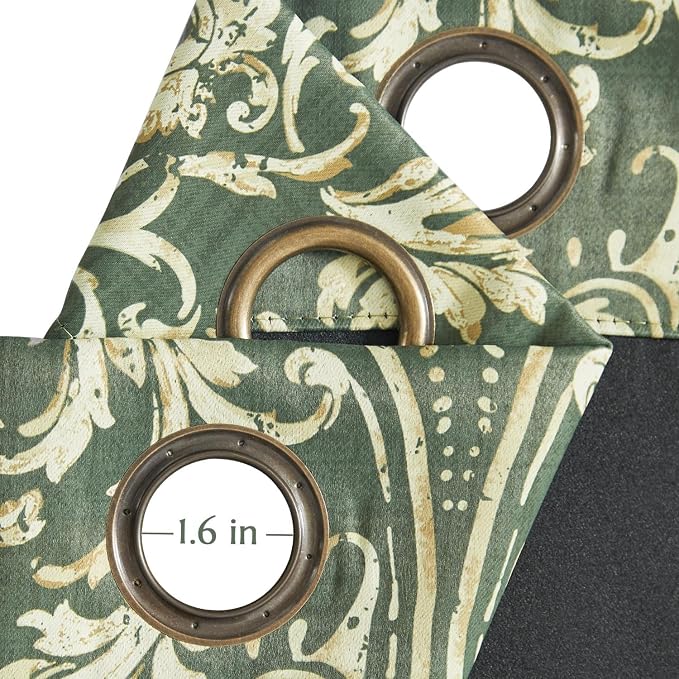 jinchan Blackout Curtains for Bedroom, Sage Damask Patterned Curtains 84 Inch - Image 7