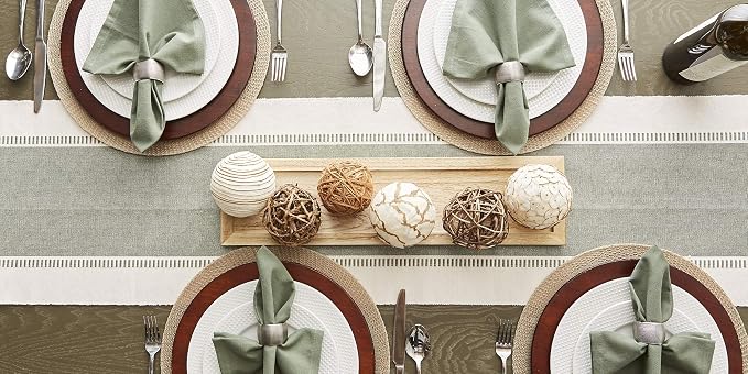 DII Dobby Stripe Table Runner, 13x72 Artichoke & Cream Background | Woven - Image 10