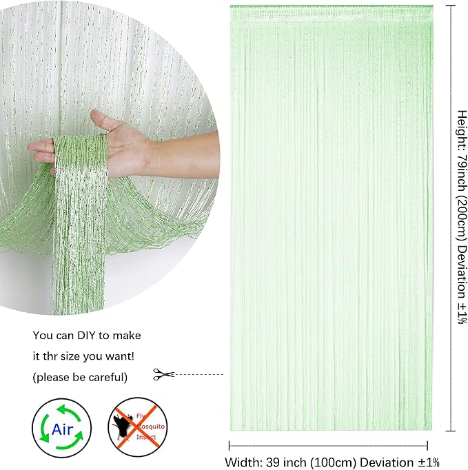Hysenm 2 Pack 39 x 79 Inch String Door Curtains, Hippie Room Divider Decor - Image 2
