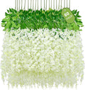 60 Pack White Wisteria Hanging Flowers, Fake Hanging Flowers by Waipfaru