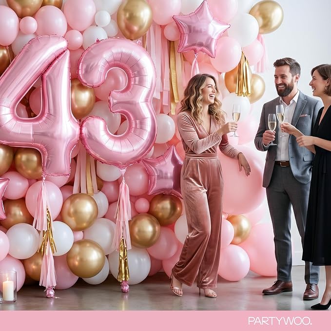 PartyWoo Number Balloons 40 Inch Pink Number 3 Kit 25pcs - Image 4