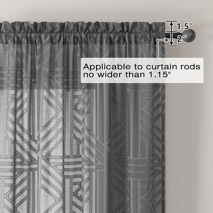 Simplebrand Grey Semi Sheer Curtains 96 Inches Long 2 Panels, Light Filtering - Image 4