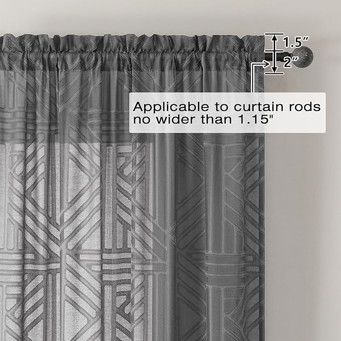 Simplebrand Grey Semi Sheer Curtains 63 Inch Length 2 Panels, Light Filtering - Image 4