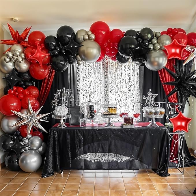 14pcs Black Red Star Balloons, Mixed Star Foil Balloon, 22Inch Explosion Stars - Image 4