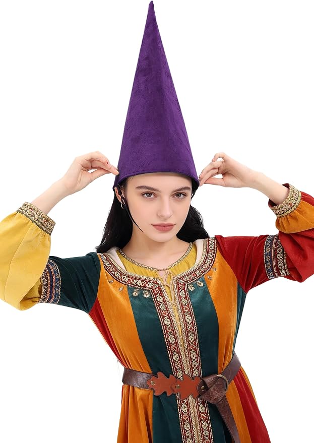 Medieval Pointed Cone Hat Renaissance Dwarf Elf Headwear - Image 3