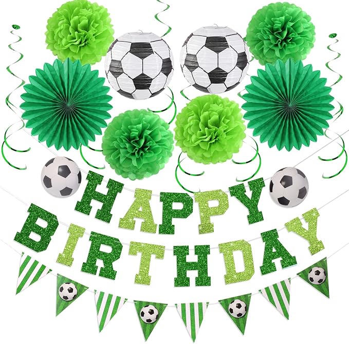 OBBOLO Soccer Birthday Party Decorations, Pre-Strung Soccer Birthday Banners by OBBOLO