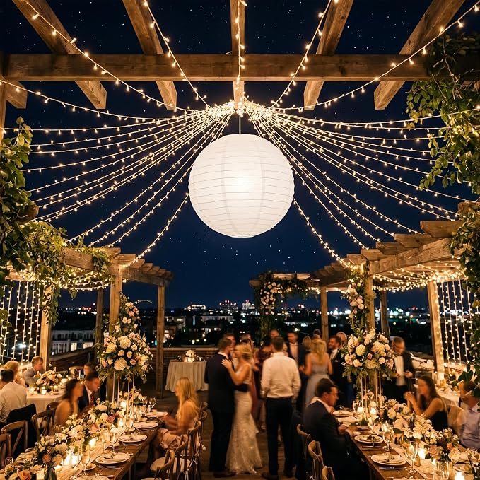 5pcs White Paper Lanterns Party Decorations, 20in Large Chinese Round Paper - Image 3