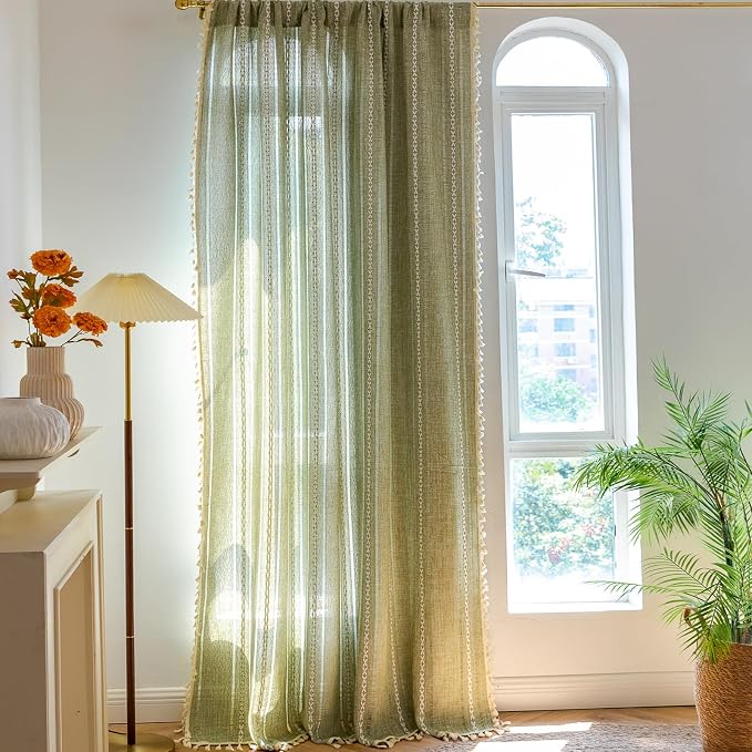 Sutuo Home Boho Curtains for Living Room Farmhouse, Semi-Blackout French - Image 3