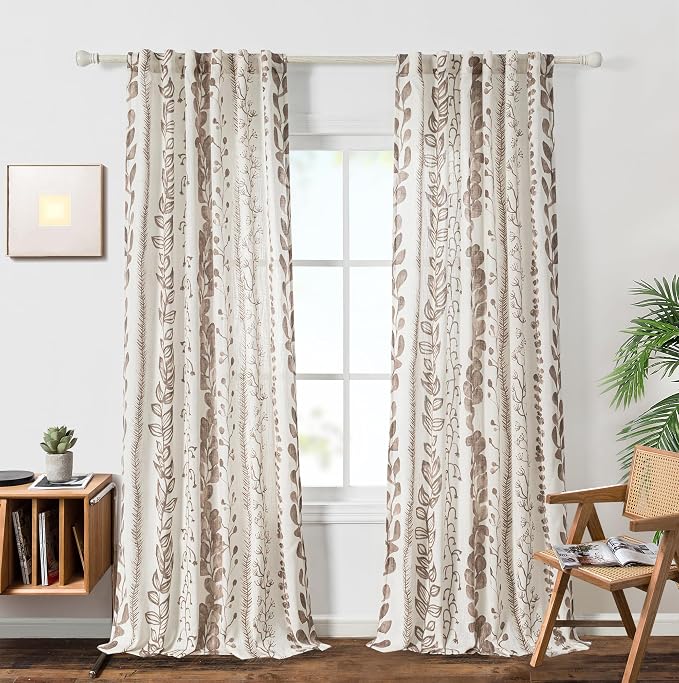 Brown Sheer Curtains 72 Inches Long 2 Panels Boho Curtains - Image 2