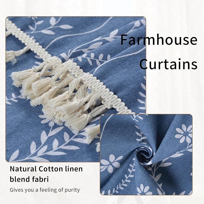 Schweek Blue Floral Curtains 63 Inches 2 Panels Length - Image 5