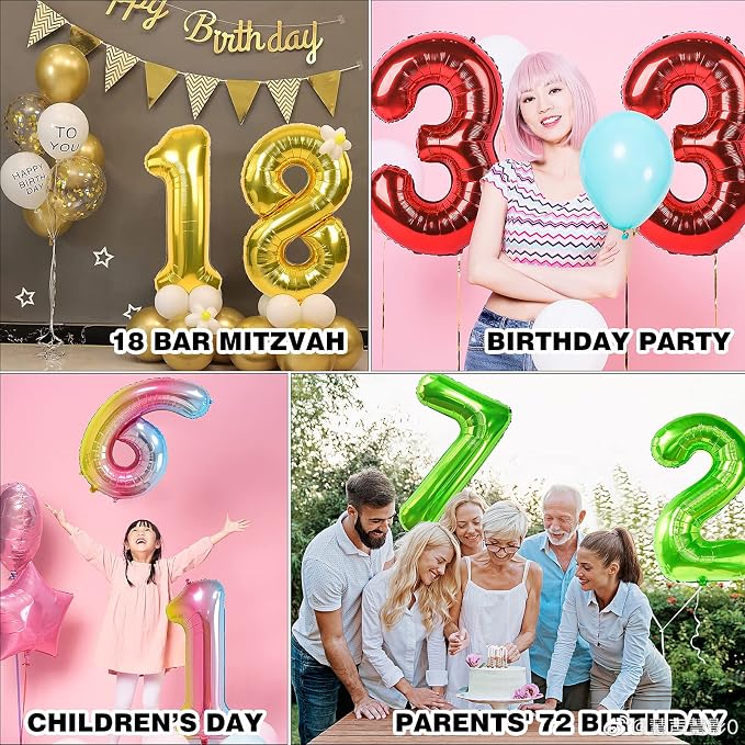 40 Inch Number Balloons 0-9 Rainbow Gradient Large Number 1 Balloons, Digital - Image 9