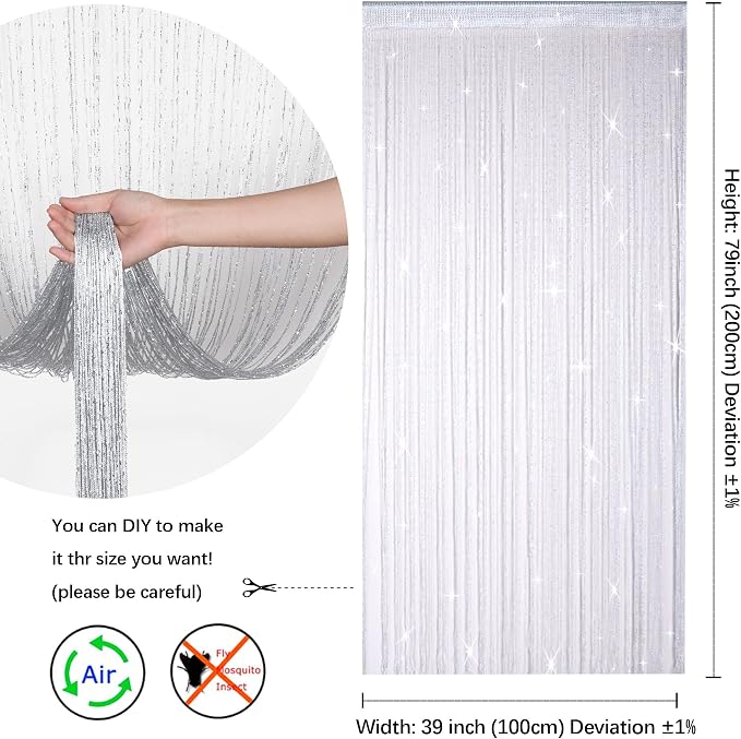Hysenm 2 Pack 39 x 79 Inch Beaded Curtain String Door Curtains, Hippie Room - Image 2