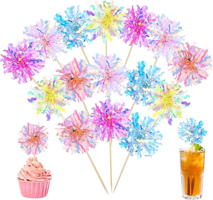 50PCS Foil Firework Cupcake Toppers, Happy Birthday Cake Toppers, Firework Cake by Unknown