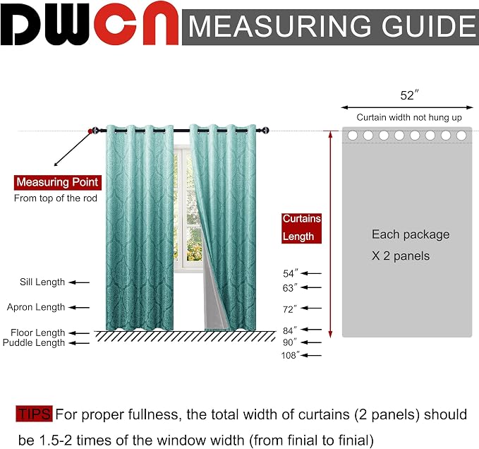 DWCN 100% Blackout Curtains for Bedroom 54 Inch Long - Image 8