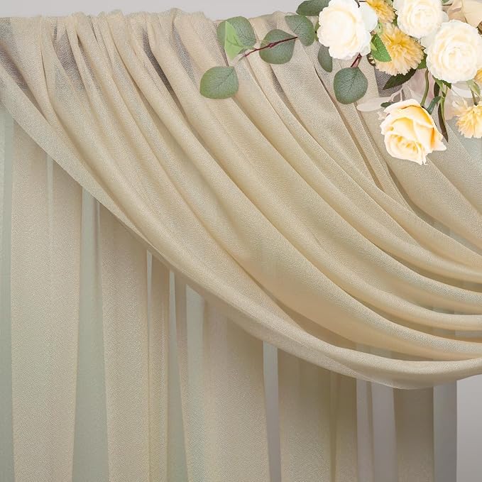 Wedding Arch Draping Fabric Backdrop Drapes 6 Panels, Champagne | 28.7"x20FT - Image 4