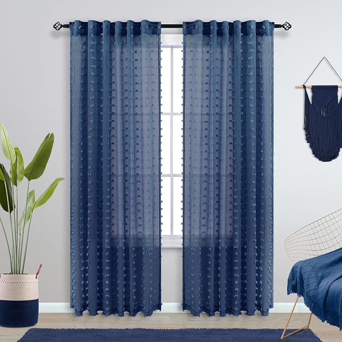Navy Blue Curtains 84 Inch Length - Image 2