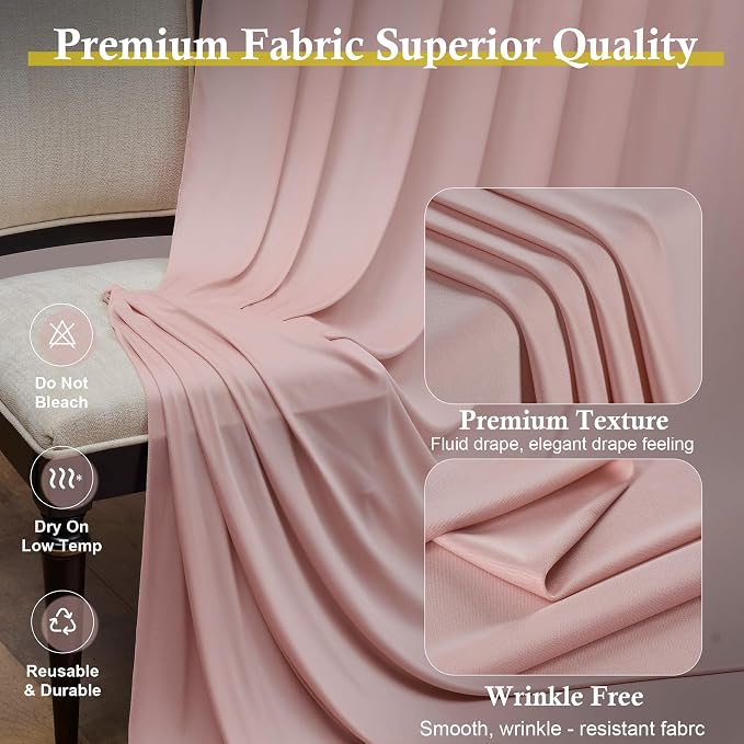 20ft x 12ft Dusty Pink Backdrop Curtains - Image 2