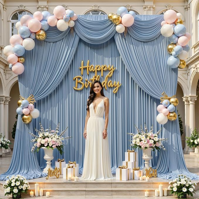 10ft×12ft Dusty Blue Backdrop Curtains - Image 6
