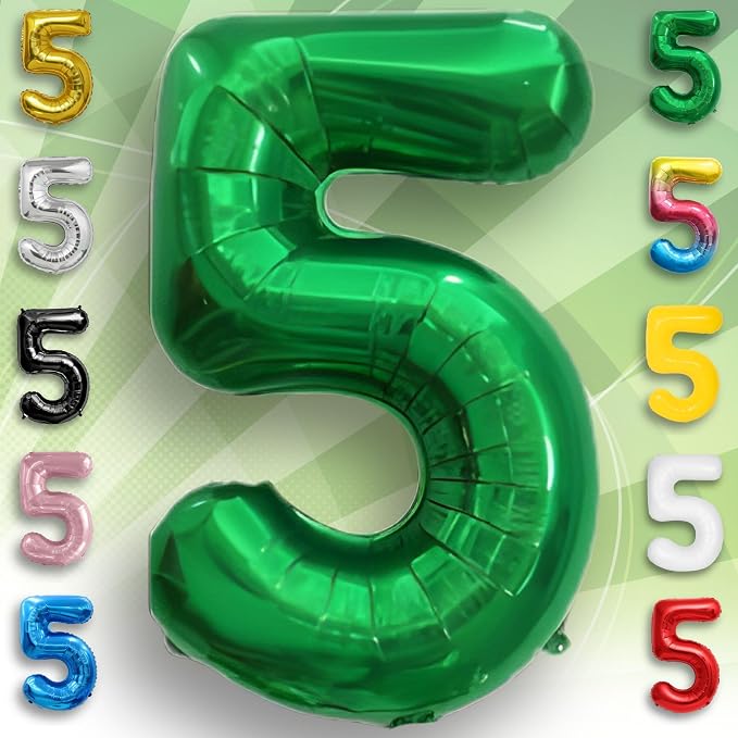 Green Number Balloon 5 Mylar Foil Balloons 16 Inch - Image 6