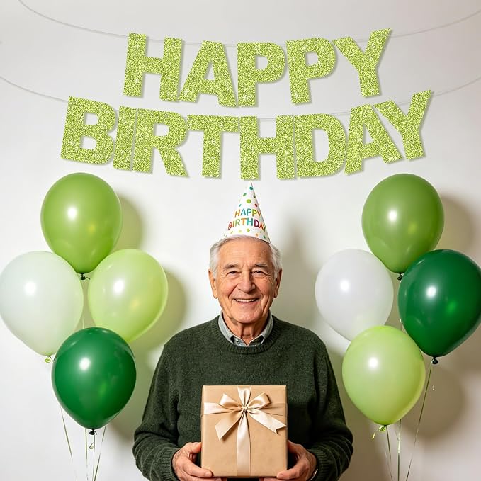 BEISHIDA Pre-Strung Grass Green Happy Birthday Banner Party Sign Decoration | - Image 5